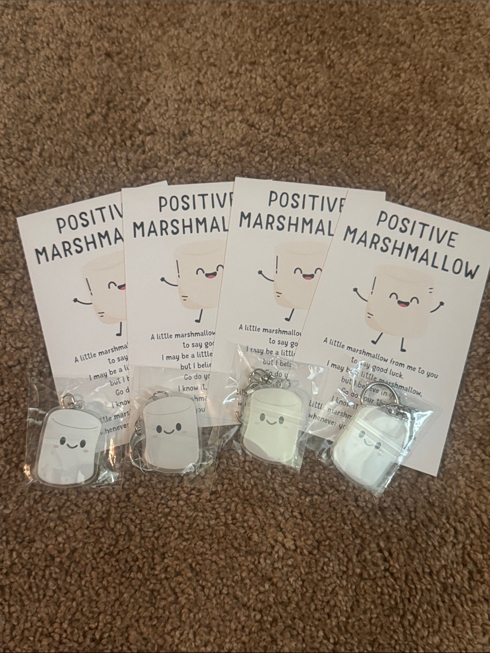 Pack of 4 Positive Marshmallow Enamel Keychain with Card - 4 Pack